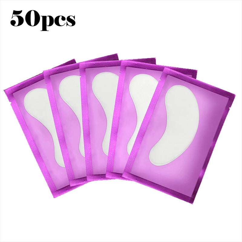 50 PARCHES DE HIDROGEL PARA EXTENSIONES DE PESTAÑAS – Almohadillas para Debajo de los Ojos para Injerto de Pestañas, Aislamiento de Pestañas, Mascarilla Hidratante para Ojos y Tratamiento de Belleza