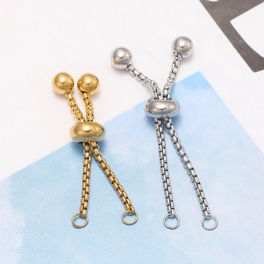 Cadenas deslizantes ajustables de acero inoxidable 304 de 3 piezas con extremos de bola – Cadenas extensoras de pulsera DIY para fabricación de joyas