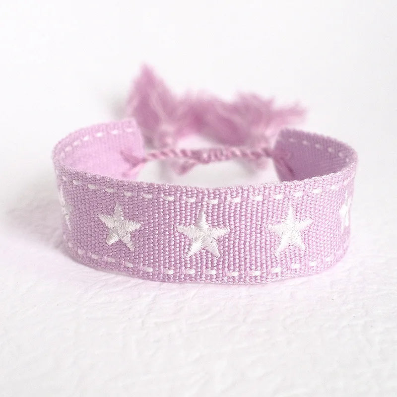 Pulsera de estrella bordada bohemia – Correa de muñeca tejida a mano con borlas para mujer | Regalo de joyería de moda étnica