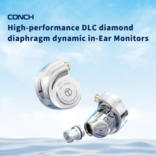 Auriculares de monitor intrauditivo TRN Conch HiFi – IEM con diafragma dinámico de diamante DLC y boquillas de sintonización intercambiables para juegos, música y dispositivos Xiaomi