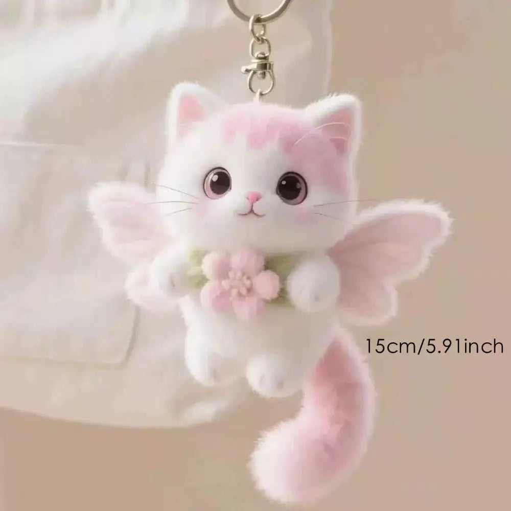 Realistic Kitten Cat Keychain – Soft Furry Cat Bag Charm with Metal Clip for Backpacks, Purses & Everyday Accessories