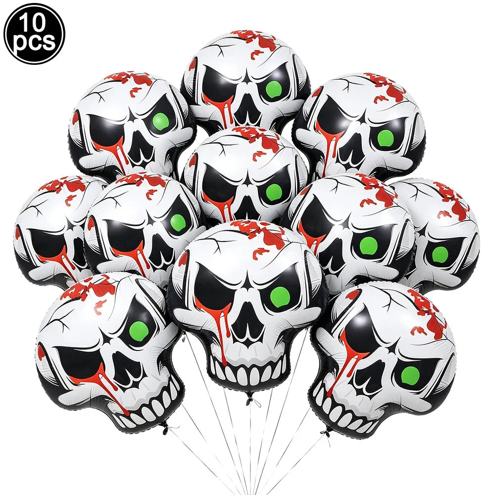 Large Halloween Standing Foil Balloons – Haunted House, Castle, Skull, Coffin & Witch Mylar Balloons for Halloween Party Decorations
