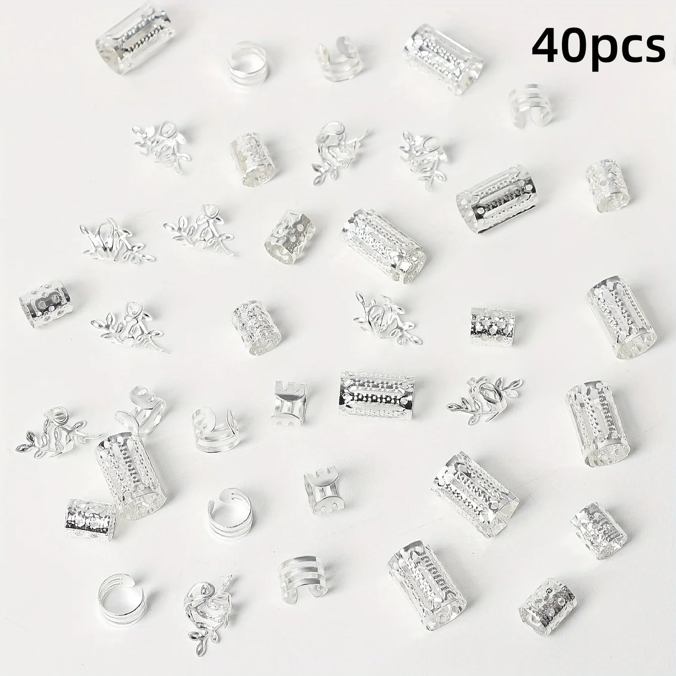 40/80PCS Anillos Huecos para el Pelo – Accesorios DIY de Joyería para Rastas para Mujeres y Niñas | Decoración para Trenzas y Peinados