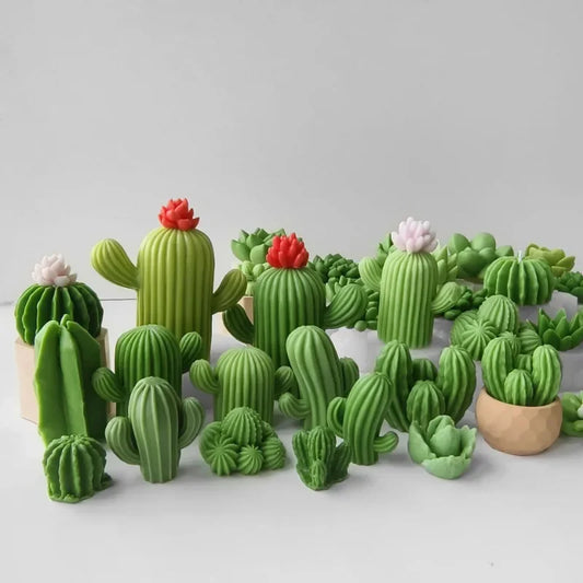 Molde de Silicona para Velas de Aromaterapia con Diseño de Cactus DIY – Molde de Plantas Suculentas para Velas Hechas a Mano de Cera de Soja, Manualidades de Resina, Adornos de Yeso y Proyectos DIY de Decoración del Hogar