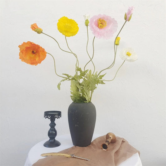 Flores de Amapola Artificiales de 105 cm – Tallo Floral Falso Grande y Realista para Decoración de Bodas, Arreglos Florales, Decoración del Hogar, Accesorios de Fotografía y Escaparates