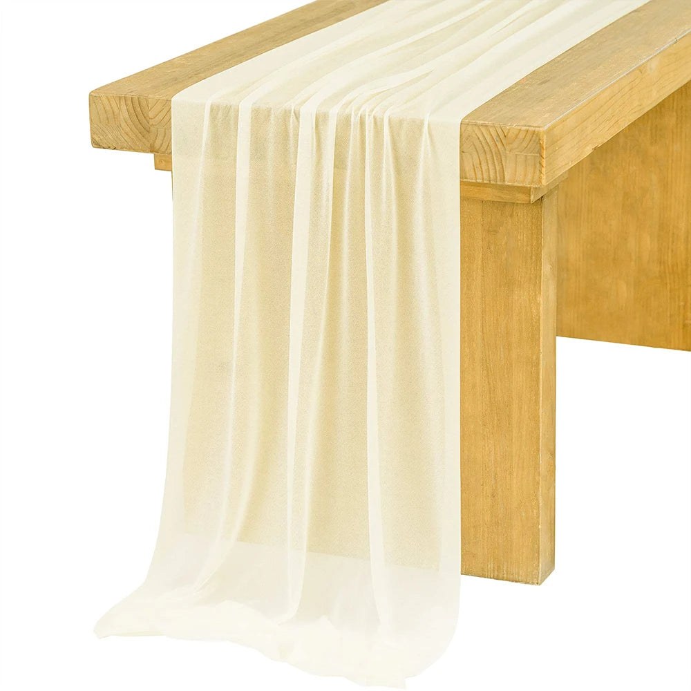 Camino de mesa de gasa - Decoración de arco de boda de tela de seda transparente | Decoración de mesa bohemia para cumpleaños y eventos