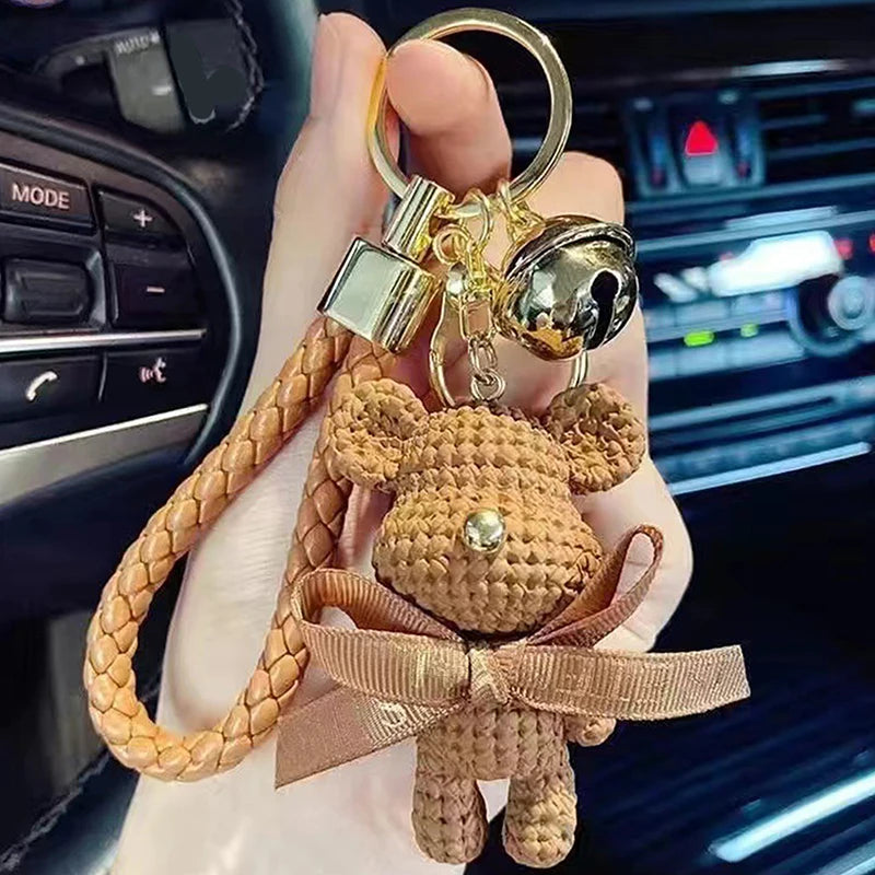 Cute Resin Bow Bear Keychain Charm – Adorable Pendant Key Ring for Bags, Cars, Mobile Phones & Girls’ Gift Accessories