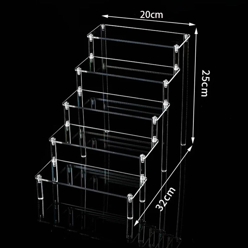 Support d'affichage en acrylique – Présentoir organisateur transparent à 1-5 niveaux pour parfums, poupées, figurines et objets de collection