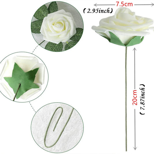 Rosas artificiales de espuma, de 10 a 100 unidades – Rosas sintéticas realistas para ramos de boda, centros de mesa, decoraciones para fiestas, regalos para el Día de la Madre y San Valentín, arreglos florales de bricolaje