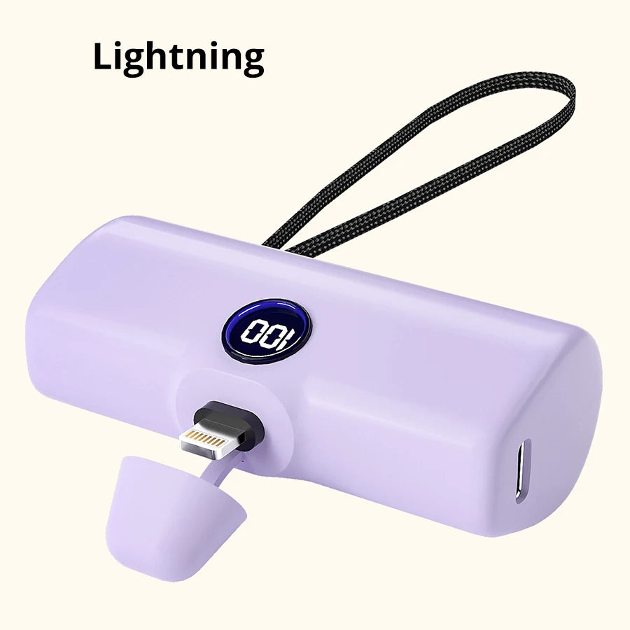 5000mAh Mini Power Bank – Fast Charging Portable Charger with LED Digital Display, Compact External Battery Pack for iPhone & Android