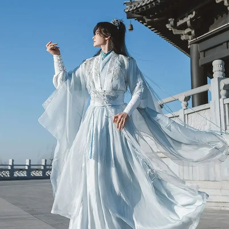 2HA Chu Wanning Cosplay Costume – White Ancient Hanfu Dress Inspired by Mo Ran & Chu Wanning (The Husky and His White Cat Shizun) Chinese Drama Outfit for Halloween, Convention & Roleplay