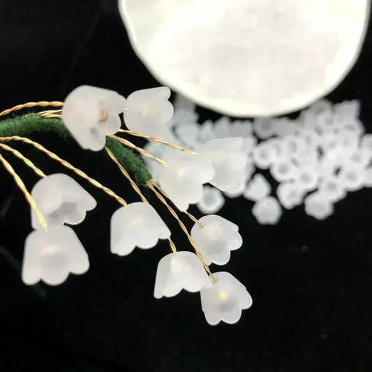 50–200 cuentas de flores transparentes de acrílico – Cuentas de tulipán y lirio de los valles para la fabricación de joyas, pulseras, collares y proyectos de manualidades DIY