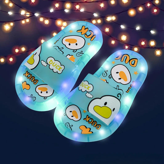 Kids LED Light-Up Clogs Cute Cartoon Crystal Slippers for Boys & Girls