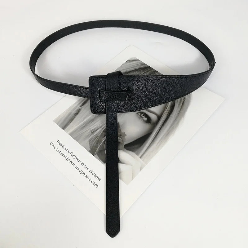 Women's Designer-Style Knot Waist Belt – Soft PU Leather Wide Cummerbund for Coats, Dresses & Fashion Outfits, Elegant Waistband Accessory