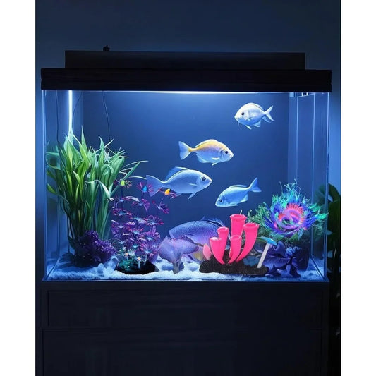Fluorescent Aquarium Decorations – Silicone Glow Artificial Coral Reef Plants & Ornaments for Fish Tanks, Colorful Underwater Aquascape