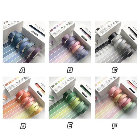 Set de 8 cintas washi de color puro – Cinta adhesiva decorativa de estilo básico para álbumes de recortes, diarios, papelería y manualidades