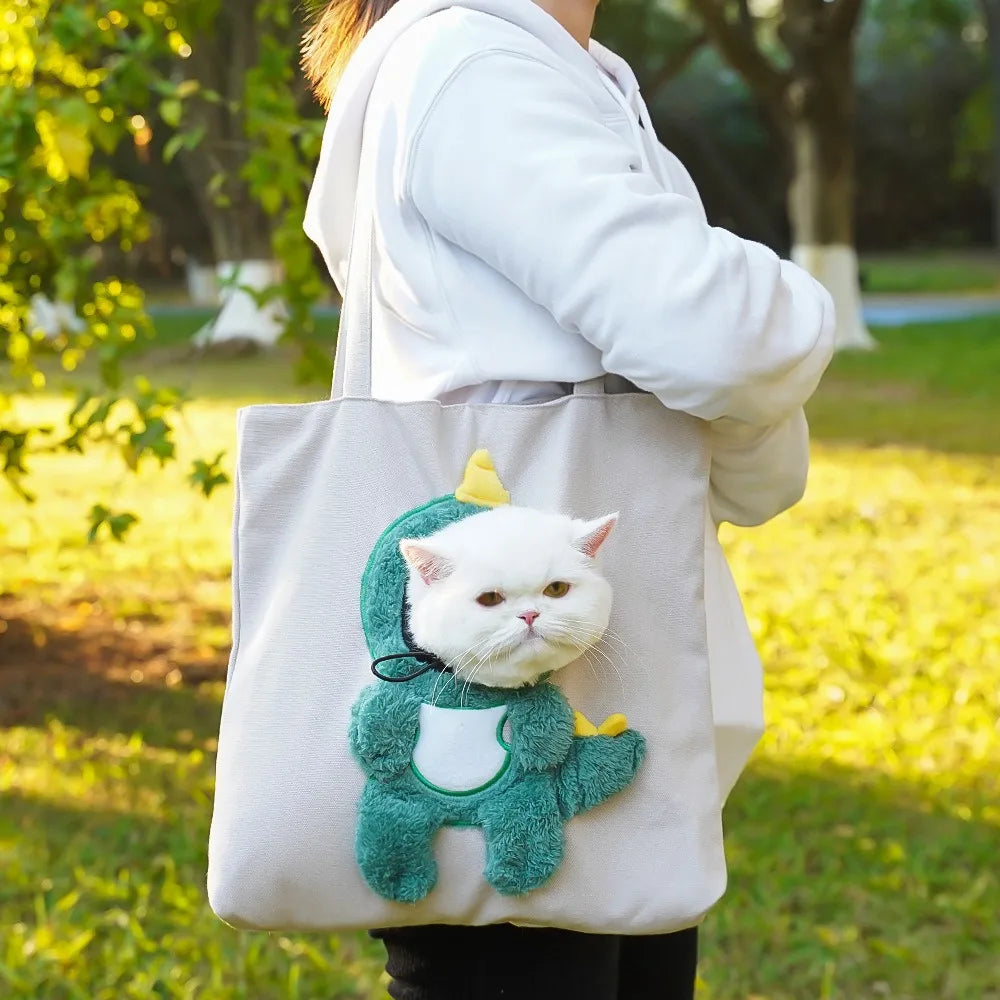 Portable Crossbody Pet Carrier Bag – Single-Shoulder Cat & Small Dog Travel Bag with Exposed Head Design, Lightweight Pet Outing Carrier