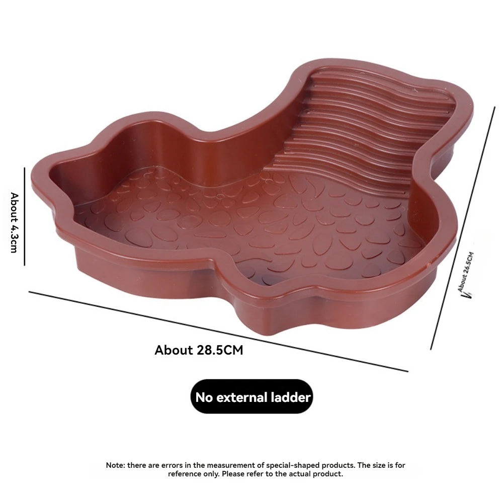 Reptile Bathing Pool & Feeding Dish – Water Bowl with Ramp for Snakes, Turtles, Bearded Dragons & Lizards, Terrarium Habitat Accessory