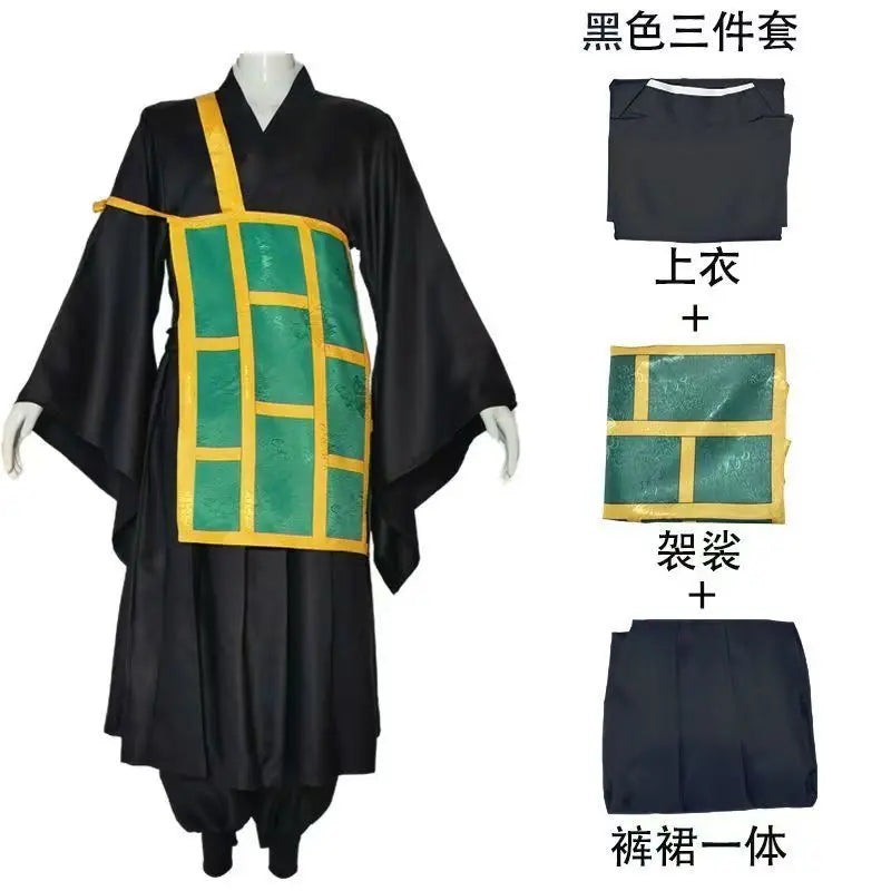 Jujutsu Kaisen Geto Suguru Cosplay Costume – Black & Blue Kimono School Uniform with Wig Anime Outfit for Halloween, Convention & Roleplay