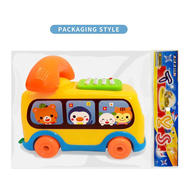 Jouet de Bus Téléphone Montessori pour Enfants – Véhicule Éducatif pour Tout-Petits de 1 an et plus, Jouet Interactif de Développement de l'Intelligence avec Clavier