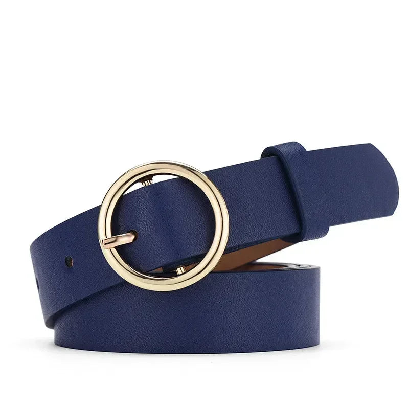 Women's PU Leather Belt Adjustable Pin Buckle Waist Belt for Jeans, Skirts & Dresses