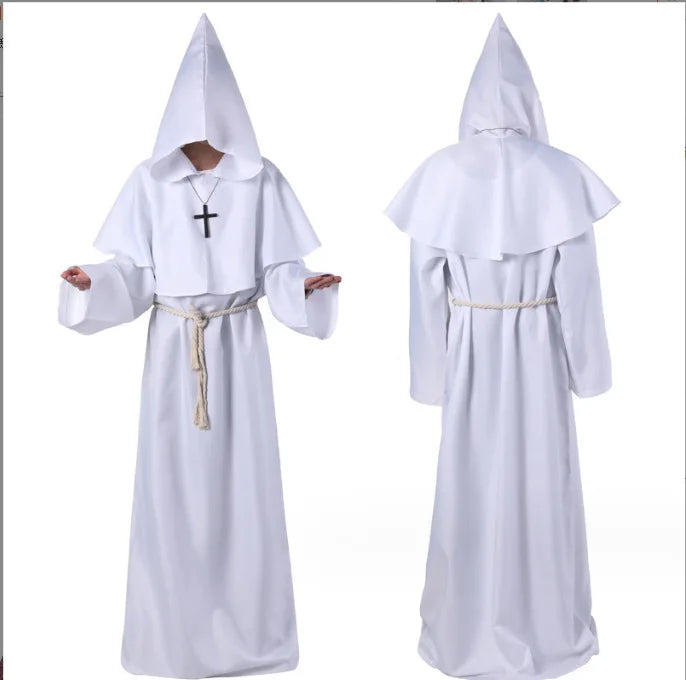 Medieval Hooded Monk Friar Priest Wizard Robe – Unisex Adult Long Loose Costume for Masquerade, Theme Parties, Halloween & Cosplay