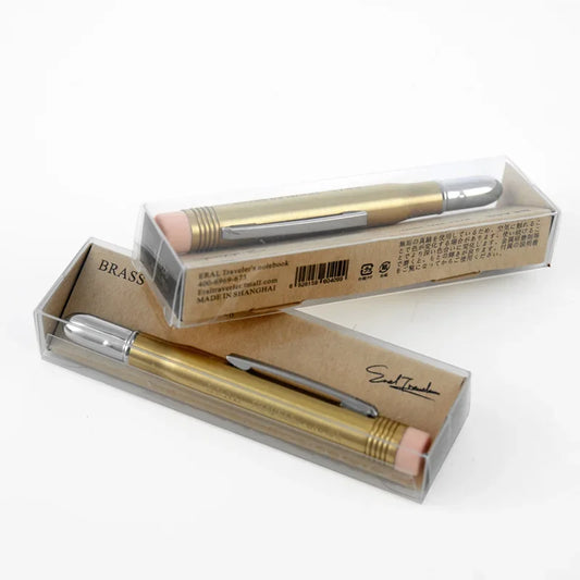 Portaminas de latón Fromthenon Traveler – Portaminas mecánico de metal vintage, papelería retro dorada para viajes, escritura, bocetos y suministros de oficina
