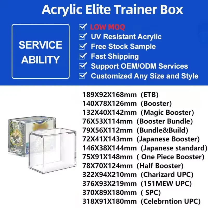 ETB Acrylic Display Box – Stackable Transparent Magnetic Storage Case for Elite Trainer Boxes (Dustproof Protector)
