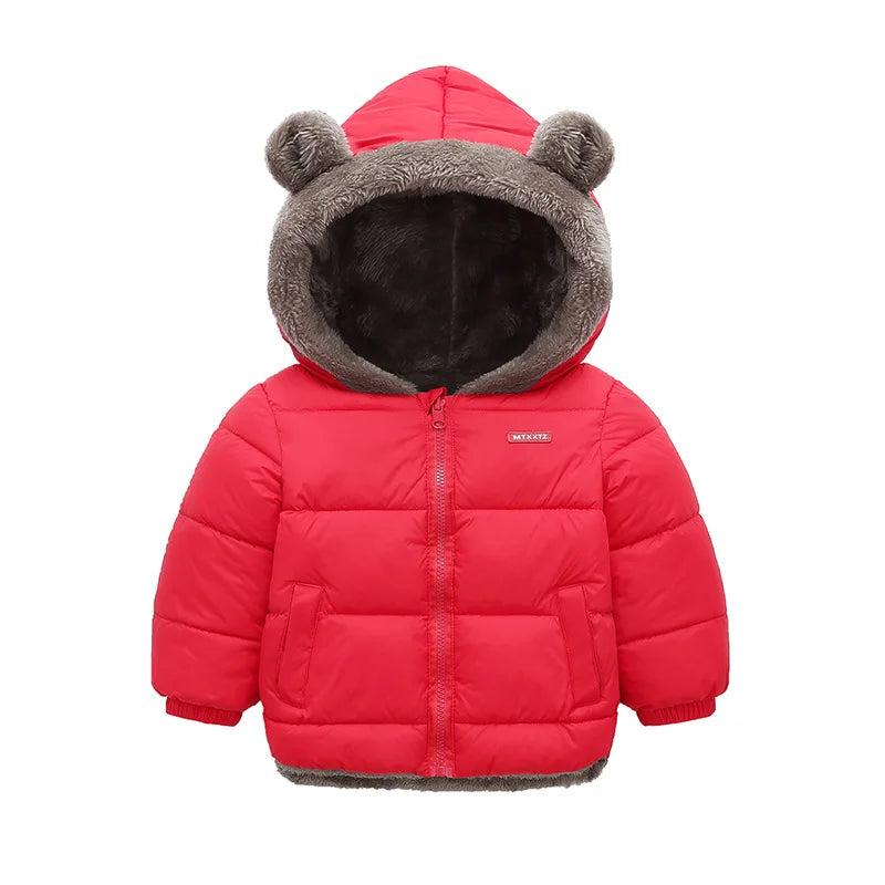 Kids’ Thick Hooded Winter Jacket – Zip-Up Cotton-Padded Plush Coat for Boys, Girls & Toddlers, Warm Autumn & Winter Outerwear