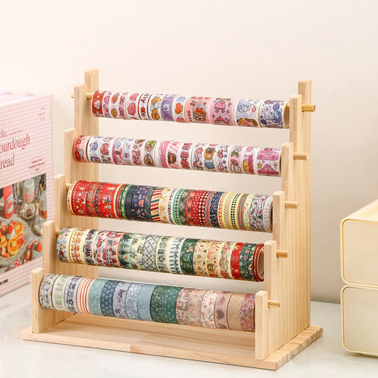 Organizador de escritorio de madera – Estantería de almacenamiento multicapa para material de oficina, pegatinas y joyas