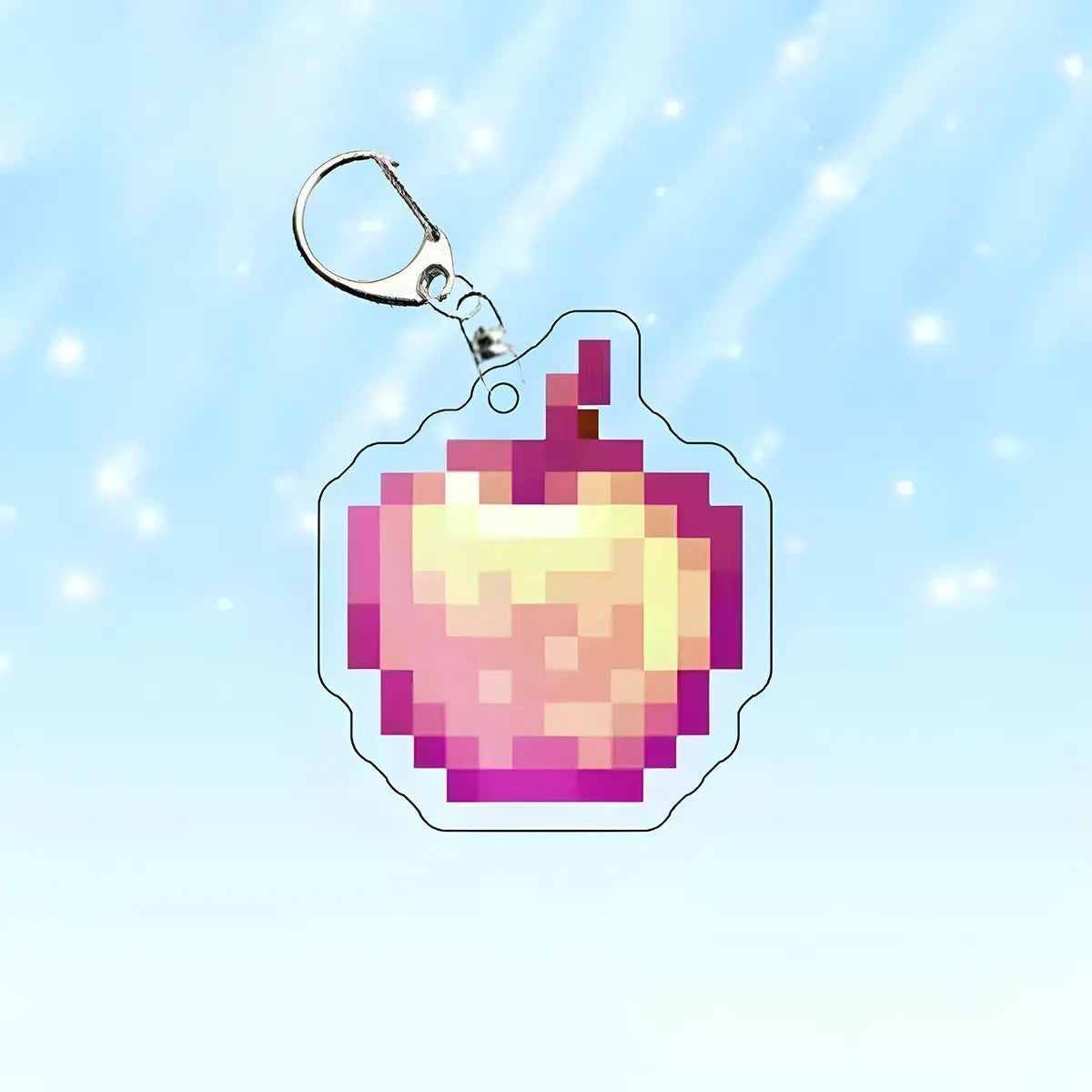 Juego de llaveros inspirados en Minecraft – Tótem de la inmortalidad, espada de diamante, pico y manzana dorada encantada | Llaveros coleccionables | Regalo para jugadores