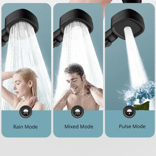 Cabezal de Ducha de Alta Presión – Rociador de Ducha de Mano de 3 Modos con Ahorro de Agua, Función de Parada con un Botón, Accesorio de Ducha de Baño con Chorro de Masaje Ajustable para el Hogar