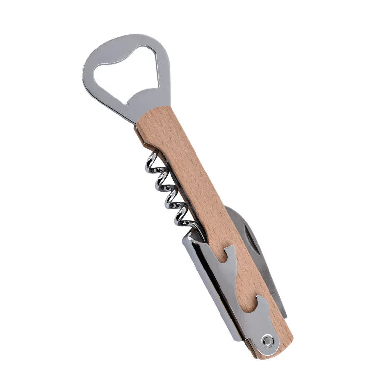 Personalized Wood Handle Corkscrew Wine Opener – Custom Logo Bottle Opener for Weddings, Gifts, Beer Bottles & Brand Promotions