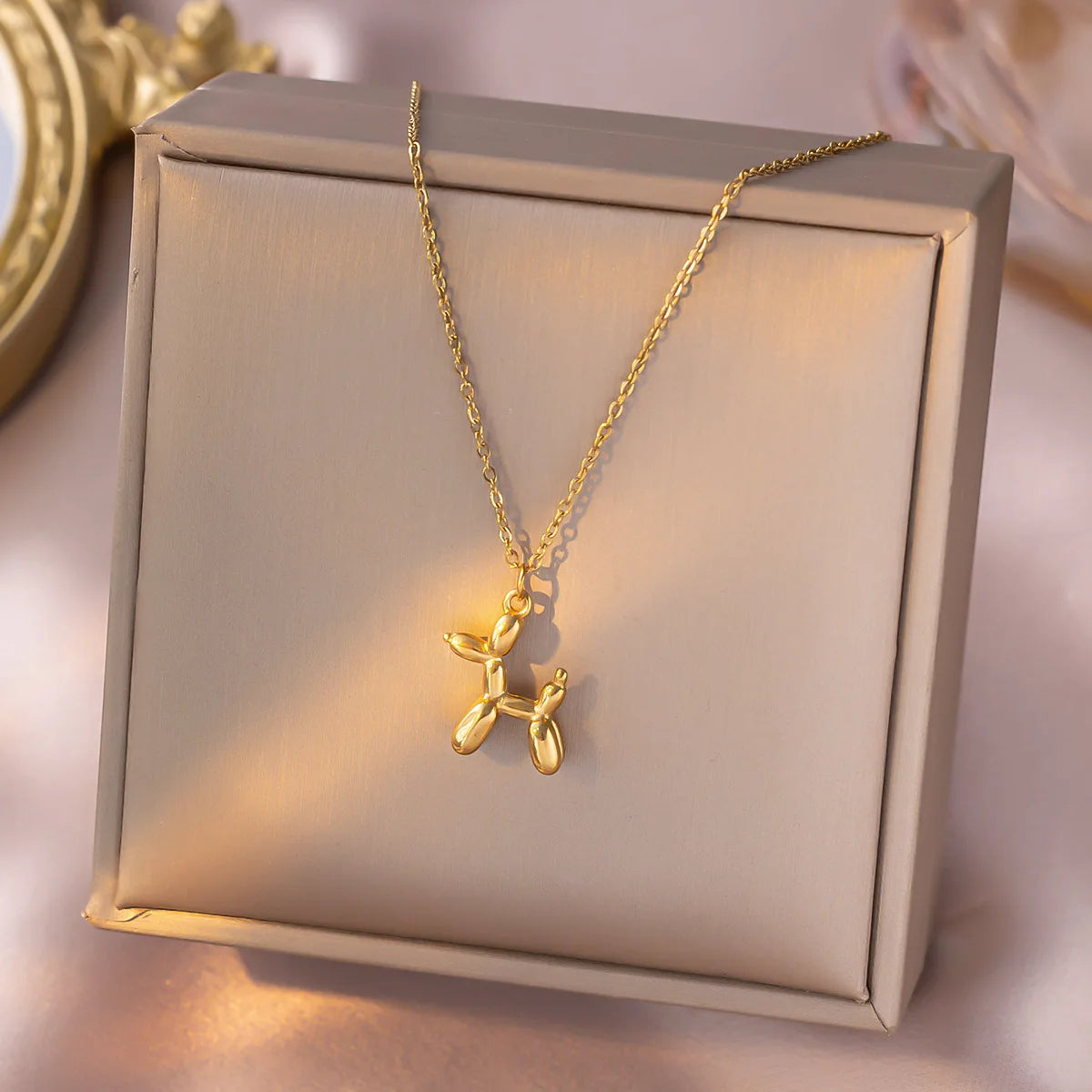 Stainless Steel Balloon Dog Pendant Necklace for Women – Trendy Cute Funny Clavicle Chain, Unique Birthday Gift Fashion Jewelry