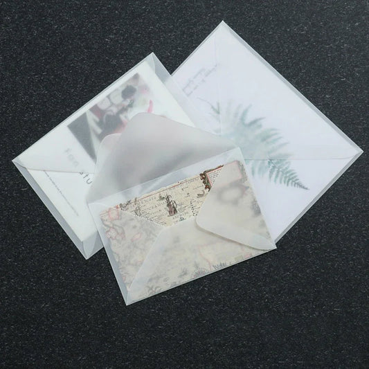 Juego de 50 sobres translúcidos en blanco para invitaciones, postales, tarjetas de boda, cartas de negocios y tarjetas de regalo.
