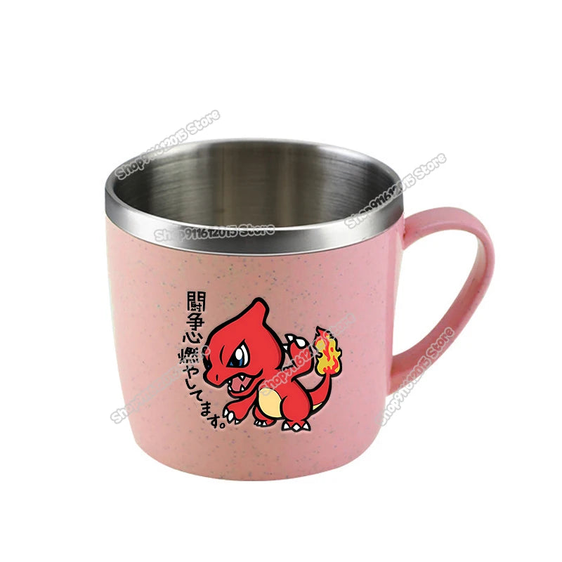 Pokémon Stainless Steel Mug – Pikachu, Snorlax & Eevee Cartoon Drink Cup