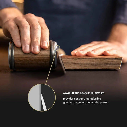 Juego de afilador de cuchillos con rodillo – Piedra de afilar magnética de diamante con guía angular de 15° y 20° para cuchillos de cocina