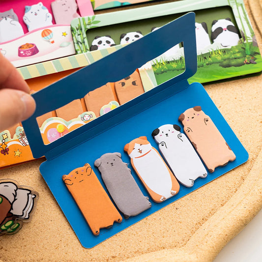 150 Hojas de Notas Adhesivas de Animales de Dibujos Animados – Bonitas Almohadillas de Notas de Capibara, Panda y Gato, Marcadores Decorativos para la Escuela, la Oficina, Diarios y Uso de Papelería