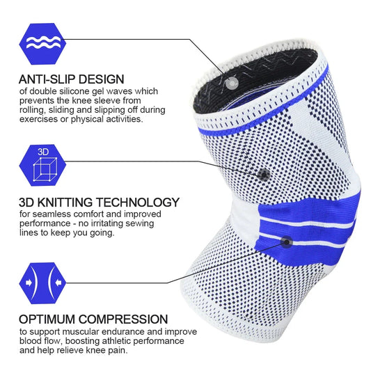 Knee Support Brace Compression Sleeve – Adjustable Knee Pad for Running, Sports, Fitness & Everyday Joint Support