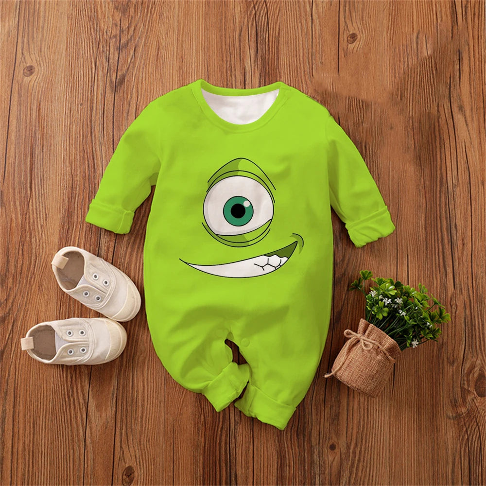 2026 Monsters, Inc. Baby Romper – Cute Cartoon Newborn Jumpsuit for Boys & Girls, Spring & Autumn Long Sleeve Climbing Outfit