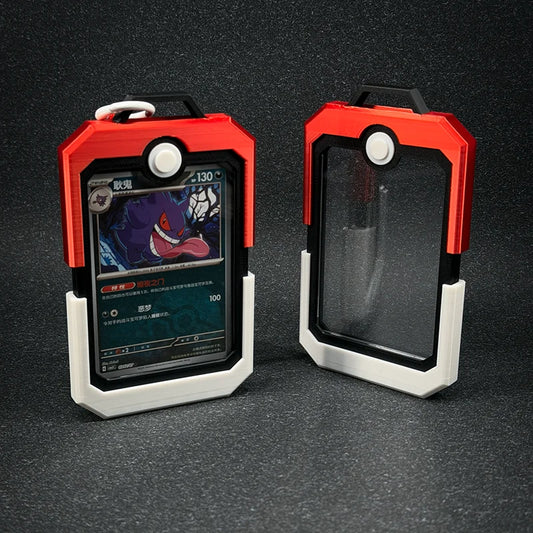 Estuche expositor para cartas de Pokémon con forma de Poké Ball | Soporte rígido protector para cartas con cordón para JCC Pokémon
