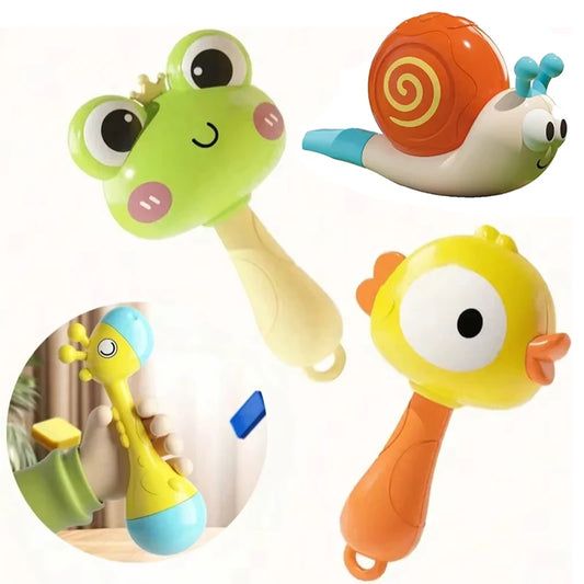 Sonajero de jirafa para bebés – Sonajero musical sensorial para recién nacidos de 0 a 12 meses, juguete de dentición para bebés, sonajero manual con sonido para el desarrollo y el aprendizaje temprano del bebé