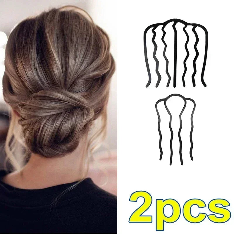 1/3PCS Black Metal Hair Fork Clips – Women's & Girls' Hair Pin Comb for Messy Buns, Updos & Side Styling, Elegant Hair Accessories