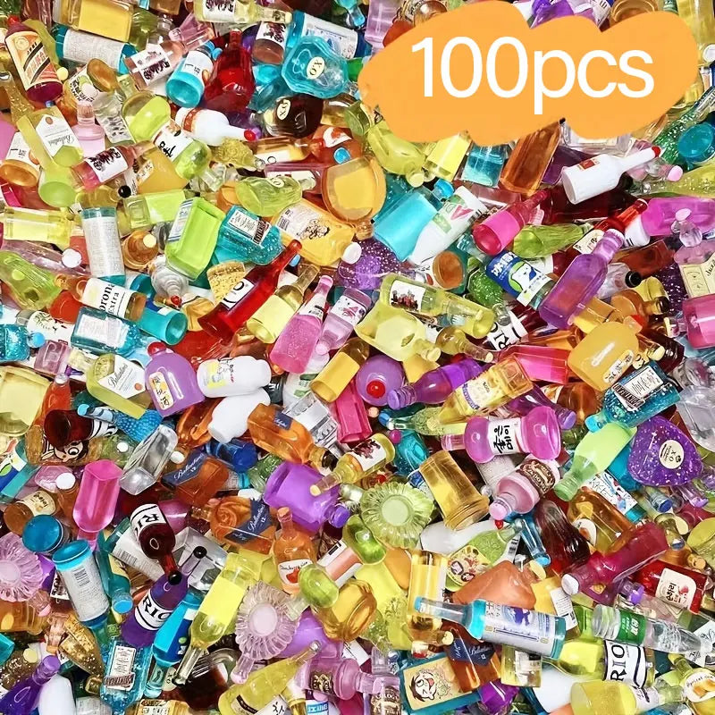 50 mini bouteilles de boisson miniatures – Décorations DIY de petites bouteilles de vin pour l'artisanat miniature et les coques de téléphone