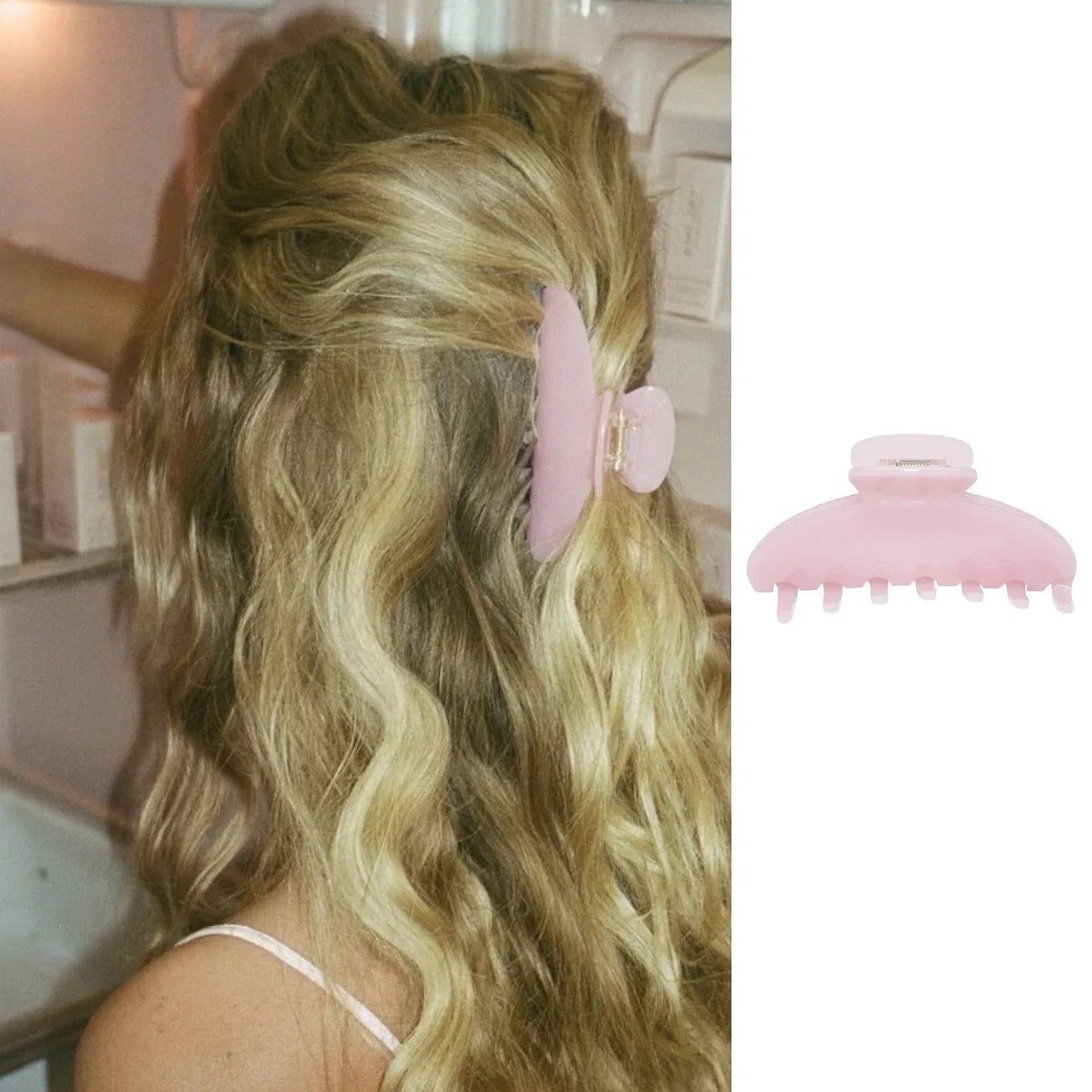 Pinza de pelo de acetato Fashion Coffee – Pinza grande de color sólido negro para mujeres y niñas | Accesorios sencillos para el pelo de verano