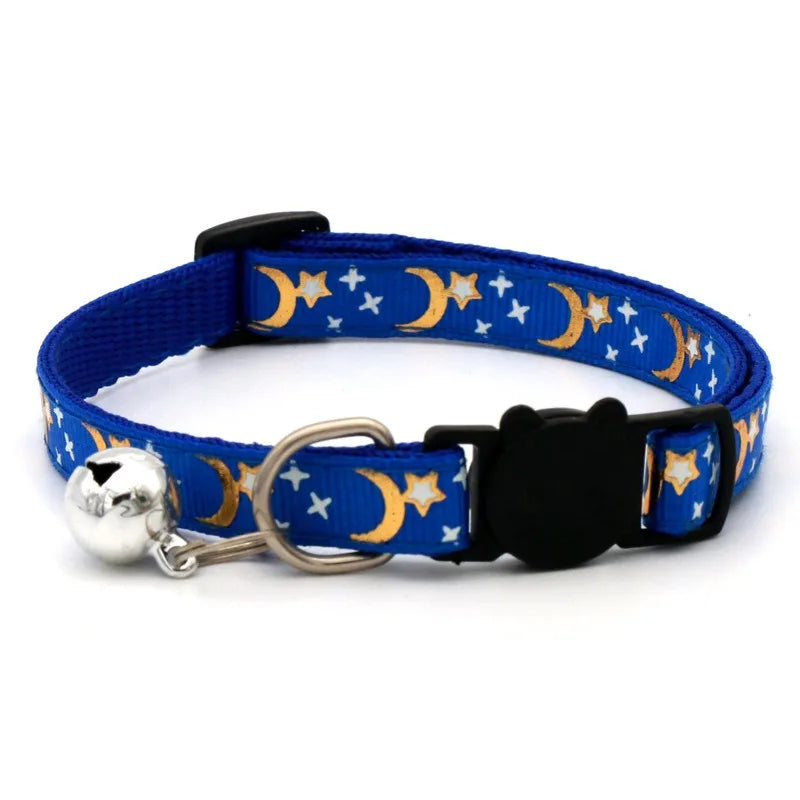 Cute Cat & Puppy Collar with Bell – Adjustable Cartoon Footprint Pet Collar, Colorful Safety Bell Ring Necklace for Cats & Small Dogs