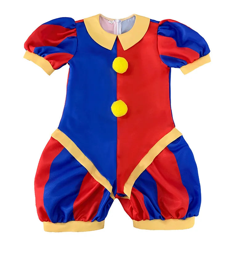 Halloween Circus Clown Cosplay Costumes with Hat Shoe Covers Gloves for Men Women Stage performance Carnival Jumpsuit Outfits