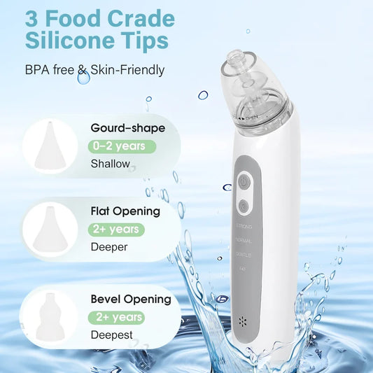 Aspirador nasal eléctrico recargable para bebés – Limpiador nasal portátil para recién nacidos y bebés con succión suave