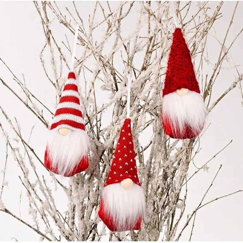 3PCS Swedish Handmade Plush Gnome Christmas Ornaments – Cute Hanging Decorations for Xmas Tree, Home, Holiday Party & Festive Decor
