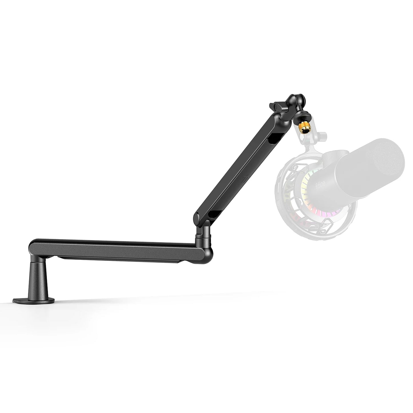 FIFINE BM88W Low-Profile Microphone Boom Arm – Adjustable Desk Mount Mic Arm with Built-In Cable Management for Streaming, Gaming & Podcasting (White)